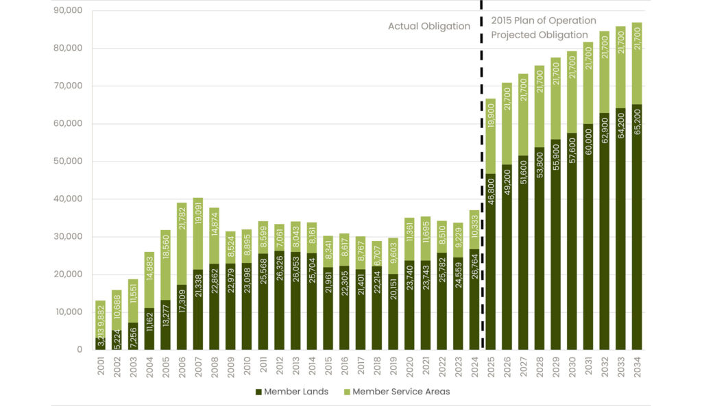 Projected obligations bar chart