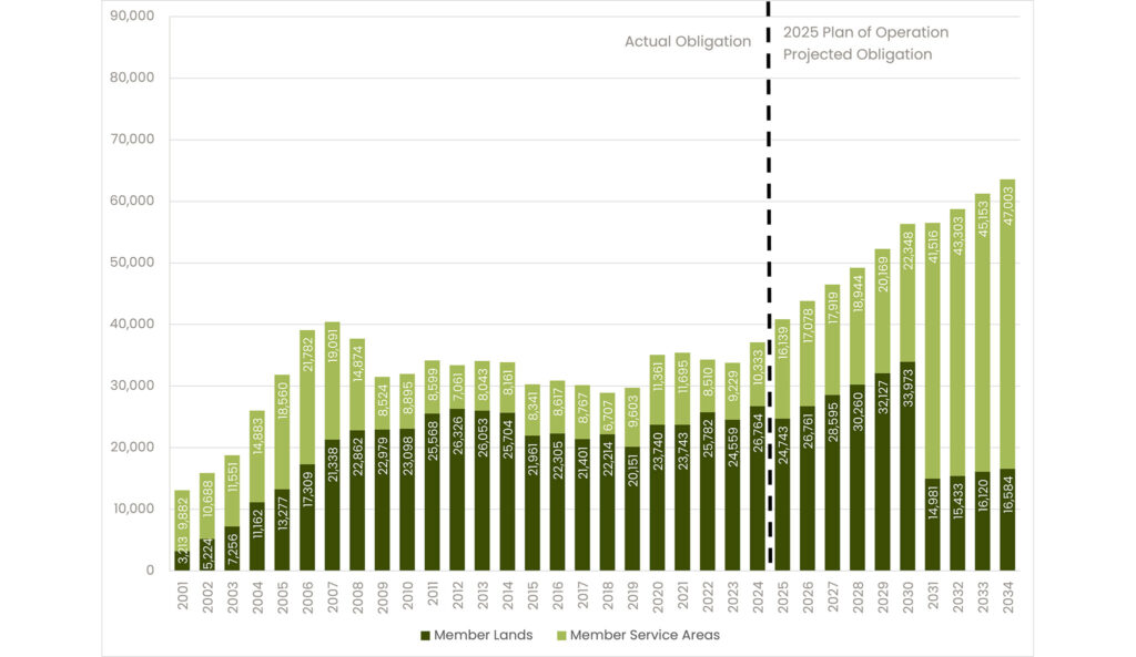 Projected obligations bar chart